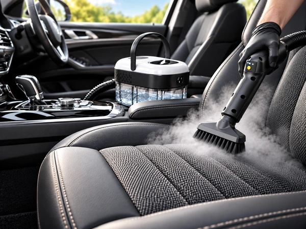 Přístroj při práci u textilního automobilového sedadla